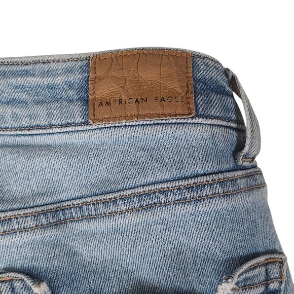 American Eagle Mom Jeans Womens 0 26x27 Light Wash High Rise Distressed - Picture 8 of 14
